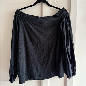 LOFT Dark Grey Sparkle Off-Shoulder Blouse